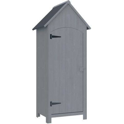 Outsunny Abri de jardin avec toit bitumé et 3 étagères en bois gris Gris 78x180x54cm - Publicité Outsunny Abri de jardin avec toit bitumé et 3 étagères en bois gris Gris 78x180x54cm - Publicité