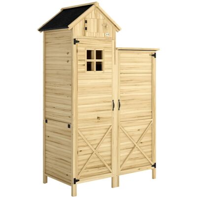 Outsunny Armoire de jardin toit en asphalte double zone bois naturel Marron 106x167x57cm - Publicité Outsunny Armoire de jardin toit en asphalte double zone bois naturel Marron 106x167x57cm - Publicité