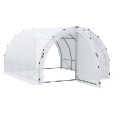 Outsunny Serre de jardin 12m² Blanc 400x200x300cm - Publicité Outsunny Serre de jardin 12m² Blanc 400x200x300cm - Publicité