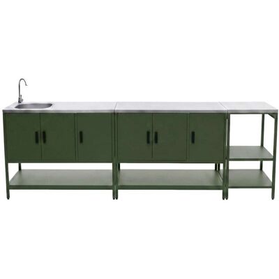 sweeek Cuisine extérieure 3 modules acier inoxydable vert Vert 289x112x49cm - Publicité sweeek Cuisine extérieure 3 modules acier inoxydable vert Vert 289x112x49cm - Publicité