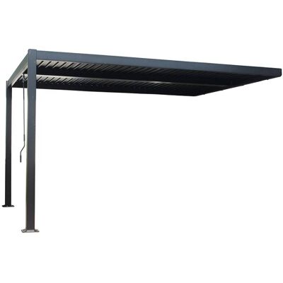 Concept Usine Pergola bioclimatique 4x3m adossée en aluminium noir Noir 390x230x290cm - Publicité Concept Usine Pergola bioclimatique 4x3m adossée en aluminium noir Noir 390x230x290cm - Publicité