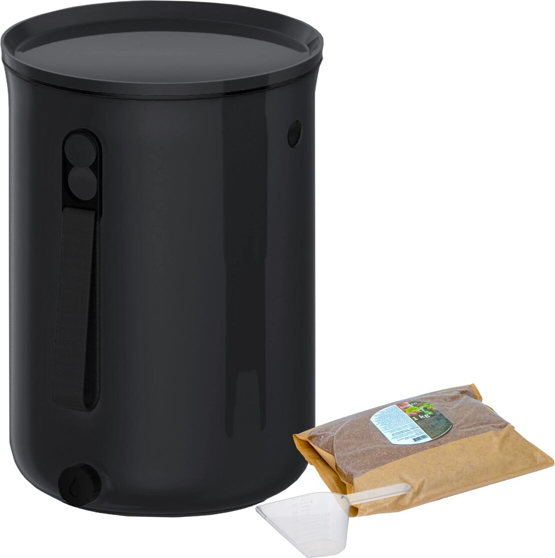 Composteur Bokashi en Plastique recyclé,noir, 9,6l+1 kg d'activateur Noir 24x32x24cm