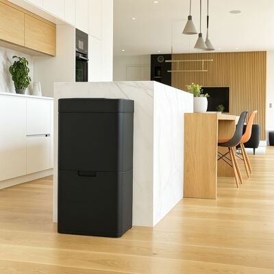 Kitchen Move Poubelle de cuisine tri sélectif acier inoxydable noir 75l Noir 42x83x32cm - Publicité Kitchen Move Poubelle de cuisine tri sélectif acier inoxydable noir 75l Noir 42x83x32cm - Publicité
