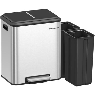 SONGMICS Poubelle de cuisine tri sélectif 30 l 2 x 15 l 41.7 x 33.2 x 49.4 cm Argenté 42x49x33cm - Publicité SONGMICS Poubelle de cuisine tri sélectif 30 l 2 x 15 l 41.7 x 33.2 x 49.4 cm Argenté 42x49x33cm - Publicité