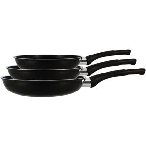 Menastyl Set de 3 poêles en aluminium - compatible induction Noir 39x9x39cm