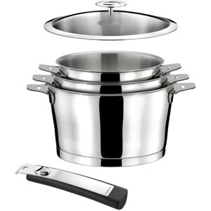 Cuisinox Série de 3 casseroles 16/18/20cm inox avec poignée et couvercle 20cm Argent 30x30x40cm