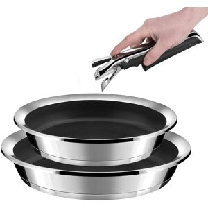 Cuisinox 2 poêles revêtues Ø 24/28cm + 1 poignée en Acier Inoxydable Argent 15x36x36cm