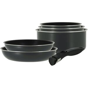 Menastyl Batterie de cuisine 6 pièces en aluminium - compatible induction Noir 29x10x29cm