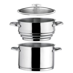 Cuisinox Faitout inox 24 cm, couvercle et cuit vapeur Universel en Acier Acier Argent 30x26x30cm