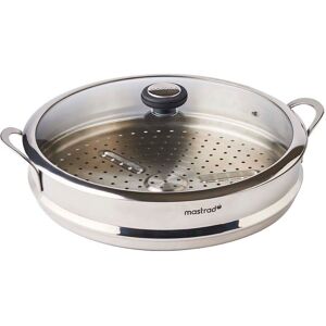 Mastrad O'wok steamer panier vapeur et couvercle en verre acier inox Argent 32x7x32cm