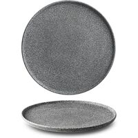 Maison Cyna Lot de 6 assiettes plates en porcelaine D24 effet granit gris foncé Gris 24x2x24cm