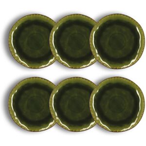 OGO Living Lot de 6 assiettes plates en grès vert 27,5cm Vert 29x29x15cm