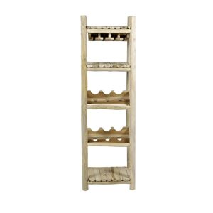 Grenier Alpin Porte-bouteilles en teck 4 niches Beige 50x160x35cm