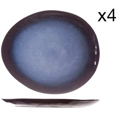 Cosy & Trendy Lot de 4 Assiettes plates en Grès, ovale, bleu, 27,5 X 23 cm Bleu 28x2x23cm - Publicité Cosy & Trendy Lot de 4 Assiettes plates en Grès, ovale, bleu, 27,5 X 23 cm Bleu 28x2x23cm - Publicité