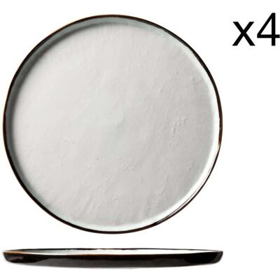 Cosy & Trendy Lot de 4 Assiettes plates en porcelaine, blanc-bleu, D27 cm Blanc 27x2x27cm - Publicité Cosy & Trendy Lot de 4 Assiettes plates en porcelaine, blanc-bleu, D27 cm Blanc 27x2x27cm - Publicité