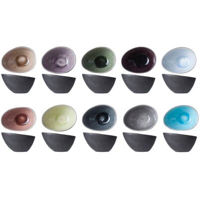 Cosy & Trendy Lot de 10 Bols ovales en Grès, multicolore, 10,5X8XH6 cm Multicolore 11x5x8cm - Publicité Cosy & Trendy Lot de 10 Bols ovales en Grès, multicolore, 10,5X8XH6 cm Multicolore 11x5x8cm - Publicité