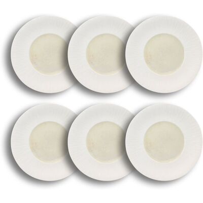 OGO Living Lot de 6 assiettes plates en porcelaine beige - blanc 28,5cm Blanc 29x3x29cm - Publicité OGO Living Lot de 6 assiettes plates en porcelaine beige - blanc 28,5cm Blanc 29x3x29cm - Publicité
