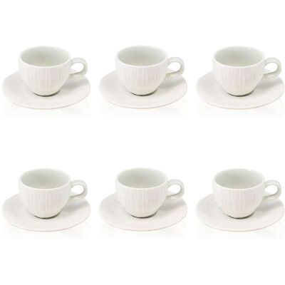 OGO Living Lot de 6 tasses et soucoupes 9cl en porcelaine blanc - bleu Blanc 9x5x6cm - Publicité OGO Living Lot de 6 tasses et soucoupes 9cl en porcelaine blanc - bleu Blanc 9x5x6cm - Publicité
