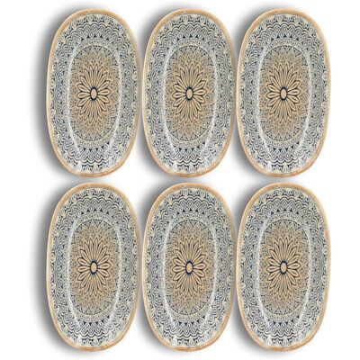 Novastyl Lot de 6 assiettes de présentation en porcelaine bleue 18,5cm Multicolore 19x3x11cm - Publicité Novastyl Lot de 6 assiettes de présentation en porcelaine bleue 18,5cm Multicolore 19x3x11cm - Publicité