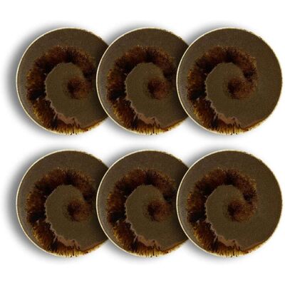 OGO Living Lot de 6 assiettes plates texturées 27cm en porcelaine marron Marron 27x3x27cm - Publicité OGO Living Lot de 6 assiettes plates texturées 27cm en porcelaine marron Marron 27x3x27cm - Publicité