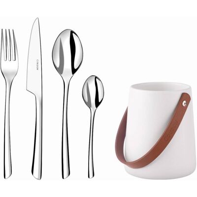 Amefa 24 couverts avec pot de rangement en acier inoxydable - inox Argenté 0x0cm - Publicité Amefa 24 couverts avec pot de rangement en acier inoxydable - inox Argenté 0x0cm - Publicité