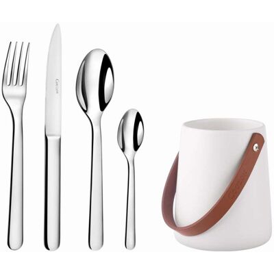Amefa 24 couverts avec pot de rangement en acier inoxydable - inox Argenté 0x0cm - Publicité Amefa 24 couverts avec pot de rangement en acier inoxydable - inox Argenté 0x0cm - Publicité