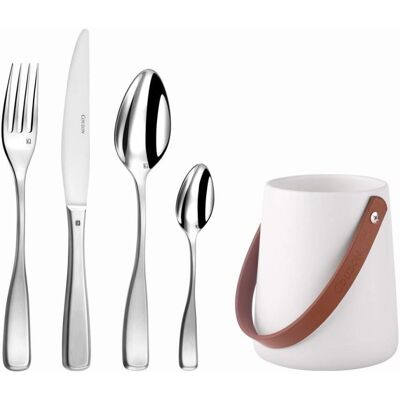 Amefa 24 couverts avec pot de rangement en acier inoxydable - inox Argenté 0x0cm - Publicité Amefa 24 couverts avec pot de rangement en acier inoxydable - inox Argenté 0x0cm - Publicité
