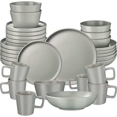 Tectake 30 pièces service de table en grès pour 6 personnes gris Gris 26x2x26cm - Publicité Tectake 30 pièces service de table en grès pour 6 personnes gris Gris 26x2x26cm - Publicité