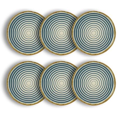 Novastyl Lot de 6 assiettes plates spirale 27cm en faïence bleu et beige Bleu 27x3x27cm - Publicité Novastyl Lot de 6 assiettes plates spirale 27cm en faïence bleu et beige Bleu 27x3x27cm - Publicité