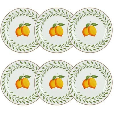 Novastyl Lot de 6 assiettes plates 26,5cm en porcelaine à imprimé citron Blanc 27x3x27cm - Publicité Novastyl Lot de 6 assiettes plates 26,5cm en porcelaine à imprimé citron Blanc 27x3x27cm - Publicité