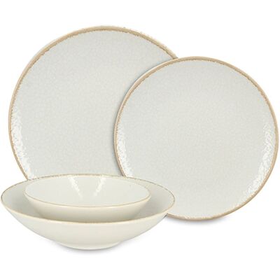 Novastyl Service de table 48 pièces en porcelaine blanche et liseré beige Blanc 27x2x27cm - Publicité Novastyl Service de table 48 pièces en porcelaine blanche et liseré beige Blanc 27x2x27cm - Publicité