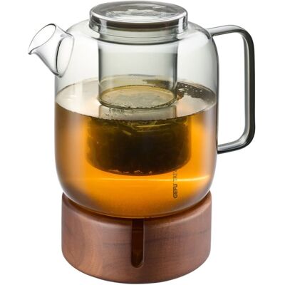 GEFU Théière en verre avec réchaud en bois - 1,5l Argenté 22x24x15cm - Publicité GEFU Théière en verre avec réchaud en bois - 1,5l Argenté 22x24x15cm - Publicité