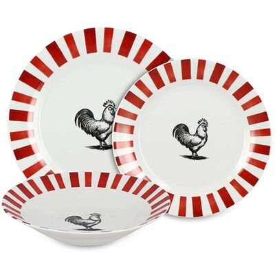 Novastyl Service de table 36 pièces en porcelaine rouge et blanc Rouge 27x3x27cm - Publicité Novastyl Service de table 36 pièces en porcelaine rouge et blanc Rouge 27x3x27cm - Publicité