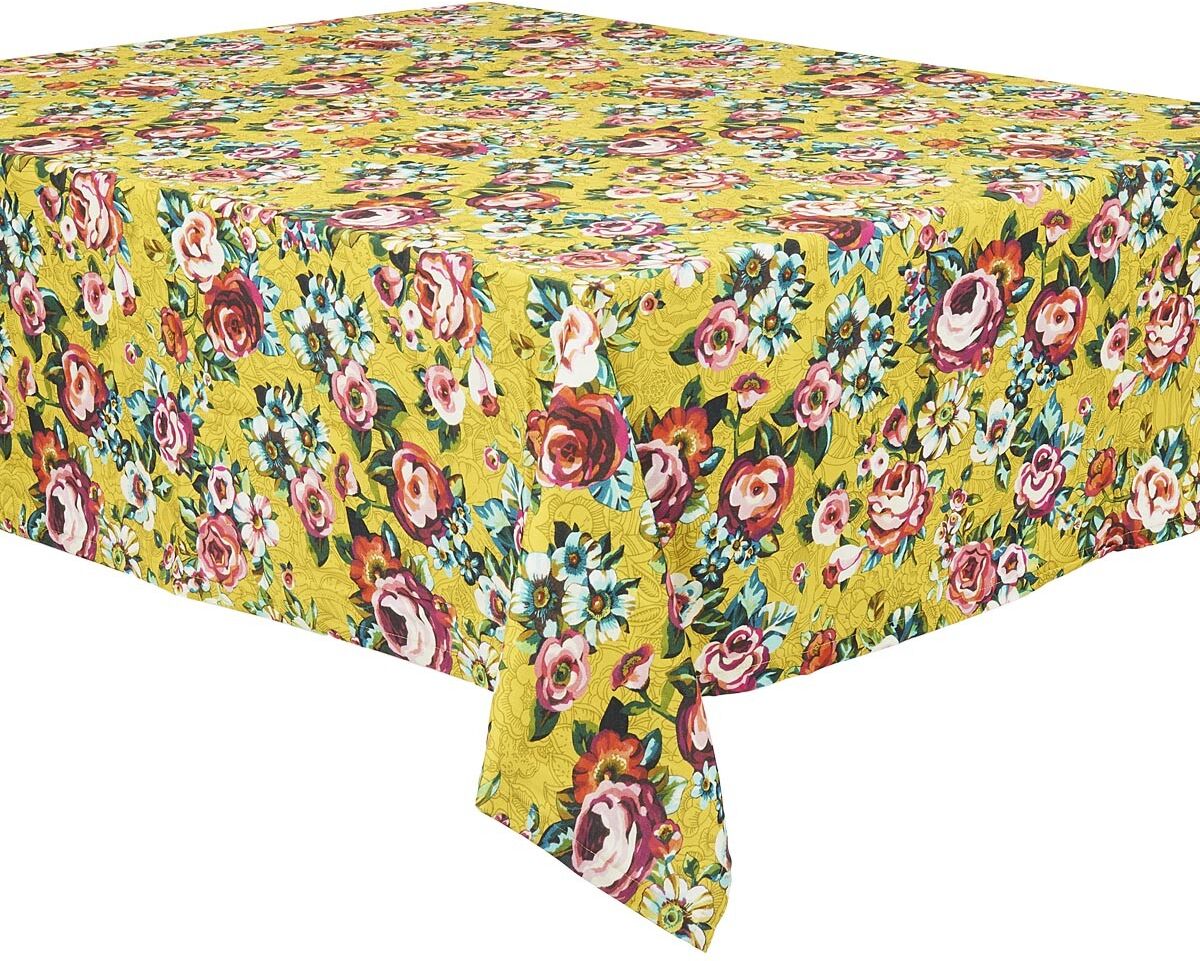 Vent de Bohème Nappe grand format en coton imprimé fleuri jaune 140x235 Jaune 235x1x140cm