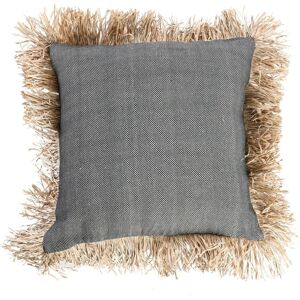 Bazar Bizar Coussin en coton et raphia noir naturel 60x60 Noir 60x10x60cm