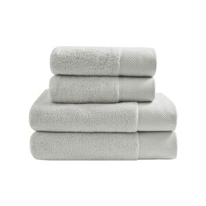 Sensei Maison Ensemble de bain 4 pieces en coton peigne Zero Twist Gris Perle Gris 140x1x70cm