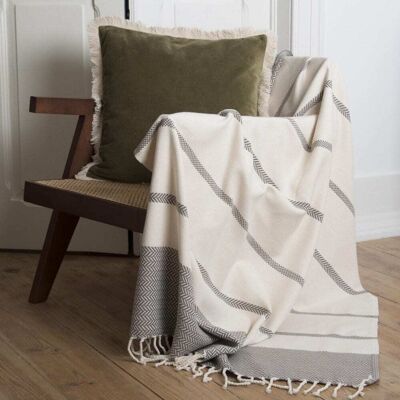 Febronie Plaid coton taupe 130x170 Marron 170x1x130cm - Publicité Febronie Plaid coton taupe 130x170 Marron 170x1x130cm - Publicité