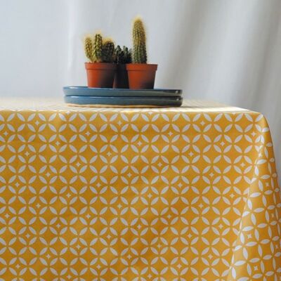 Nappe Mosaïque Jaune Curry Fleur de Soleil - Rectangle 160x240cm - Publicité Nappe Mosaïque Jaune Curry Fleur de Soleil - Rectangle 160x240cm - Publicité