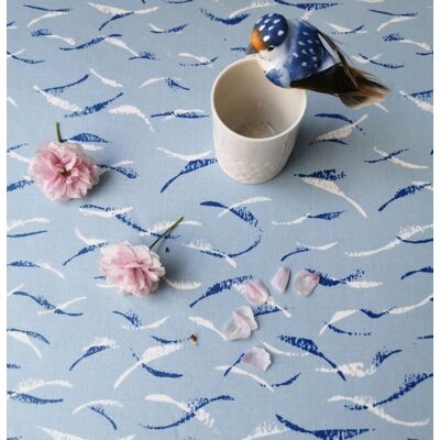 Citrons Fleur de Soleil - Nappe enduite Vagues bleues - Tablecloth - Publicité Citrons Fleur de Soleil - Nappe enduite Vagues bleues - Tablecloth - Publicité