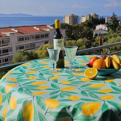 Fleur de Soleil Nappe enduite jaune ovale 160 x 200 cm Vert 200x0x160cm - Publicité Fleur de Soleil Nappe enduite jaune ovale 160 x 200 cm Vert 200x0x160cm - Publicité