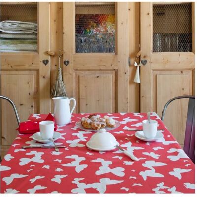 Fleur de Soleil Nappe enduite rouge ronde diam 160 cm Rouge 160x0x160cm - Publicité Fleur de Soleil Nappe enduite rouge ronde diam 160 cm Rouge 160x0x160cm - Publicité