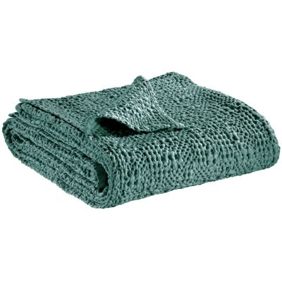 Vivaraise Jeté stonewashed en coton vert de gris 180 x 260 cm Vert 180x260x260cm - Publicité Vivaraise Jeté stonewashed en coton vert de gris 180 x 260 cm Vert 180x260x260cm - Publicité