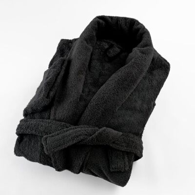 Linandelle Peignoir éponge col chale en coton noir s Noir 0x0cm - Publicité Linandelle Peignoir éponge col chale en coton noir s Noir 0x0cm - Publicité