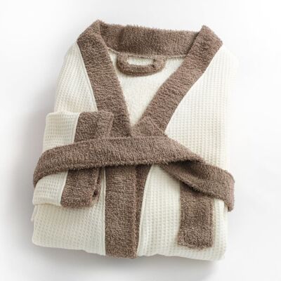 Linandelle Peignoir mixte coton 57 fils double face nid d'éponge suave Beige 0x0cm - Publicité Linandelle Peignoir mixte coton 57 fils double face nid d'éponge suave Beige 0x0cm - Publicité
