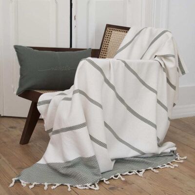 Febronie Plaid coton vert olive 130x170 Vert 170x1x130cm - Publicité Febronie Plaid coton vert olive 130x170 Vert 170x1x130cm - Publicité