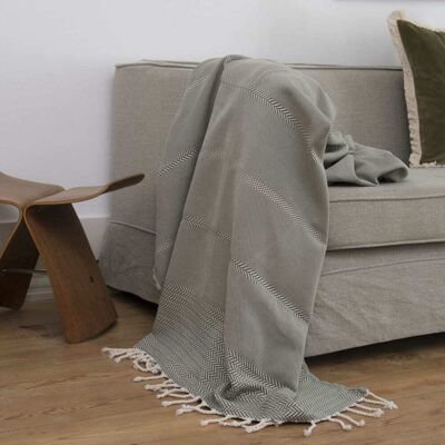 Febronie Plaid coton vert olive 160x250 Vert 250x1x160cm - Publicité Febronie Plaid coton vert olive 160x250 Vert 250x1x160cm - Publicité
