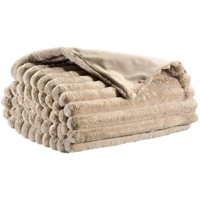 Vivaraise Plaid en polyester lin 130 x 160 cm Beige 160x130x130cm - Publicité Vivaraise Plaid en polyester lin 130 x 160 cm Beige 160x130x130cm - Publicité