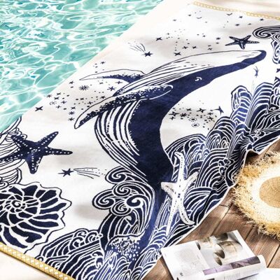 Alexandre Turpault Drap de plage en coton bio bleu 100x180 Bleu 180x180x100cm - Publicité Alexandre Turpault Drap de plage en coton bio bleu 100x180 Bleu 180x180x100cm - Publicité