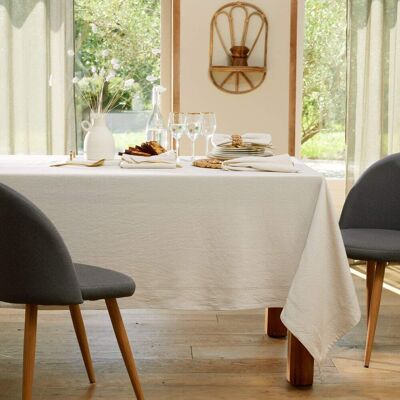 Becquet Nappe en coton blanc cassé 150x250cm Blanc 250x1x150cm - Publicité Becquet Nappe en coton blanc cassé 150x250cm Blanc 250x1x150cm - Publicité