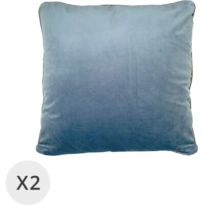 MOYCOR Set de 2 coussins en velours bleu 45 x 45 cm Bleu 45x10x45cm - Publicité MOYCOR Set de 2 coussins en velours bleu 45 x 45 cm Bleu 45x10x45cm - Publicité